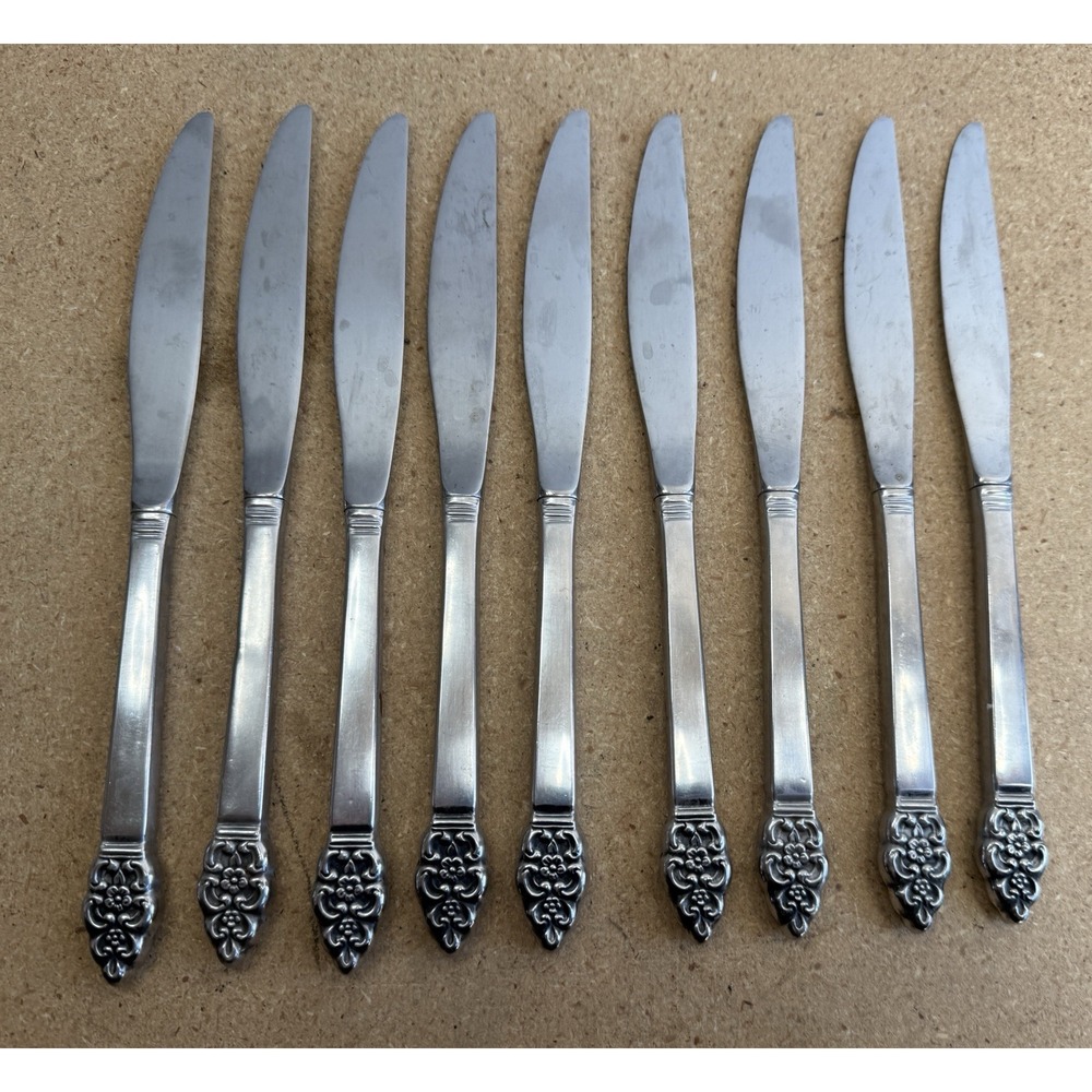 Oneidacraft Deluxe Stainless  - NORDIC CROWN - SET OF 9 DINNER KNIVES